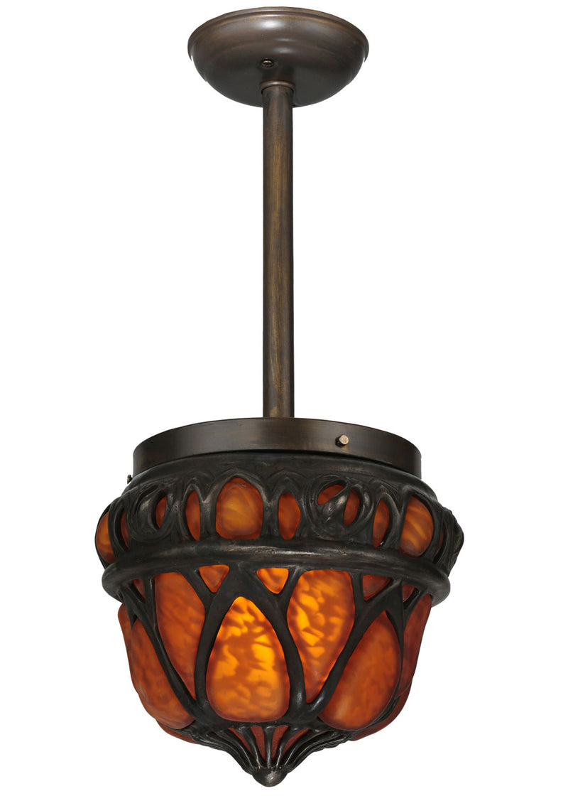 Meyda Tiffany 113402 One Light Pendant, Black Metal