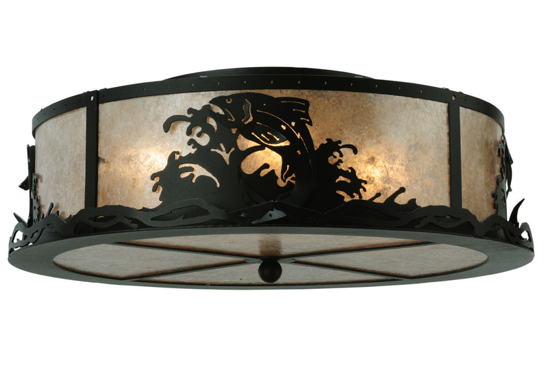 Meyda Tiffany 113622 Four Light Flushmount, Textured Black