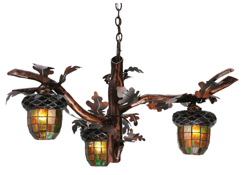 Meyda Tiffany 113923 Three Light Chandelier, Burnished Copper