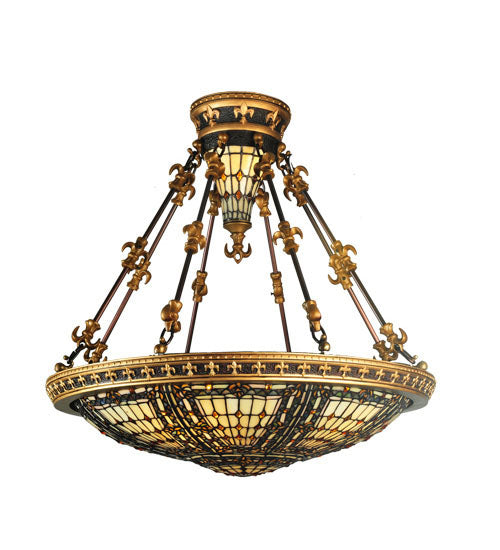 Meyda Tiffany 115300 Six Light Semi-Flushmount, Copper Vein & Nu Gold