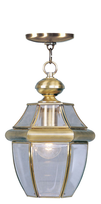 Livex Lighting 2152-01 One Light Outdoor Pendant, Antique Brass