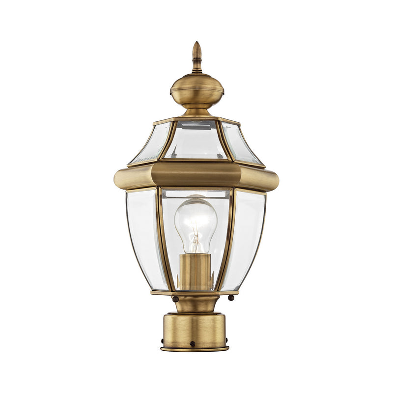 Livex Lighting 2153-01 One Light Outdoor Post-Top Lanterm, Antique Brass