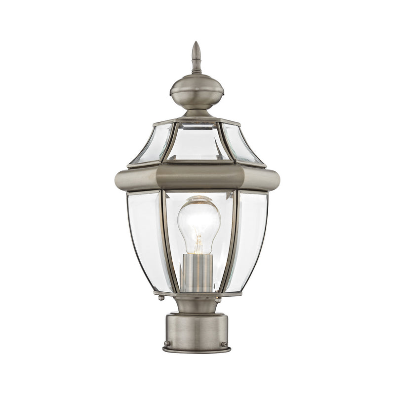 Livex Lighting 2153-91 One Light Outdoor Post-Top Lanterm, Brushed Nickel