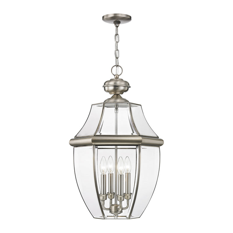 Livex Lighting 2357-91 Four Light Outdoor Pendant, Brushed Nickel