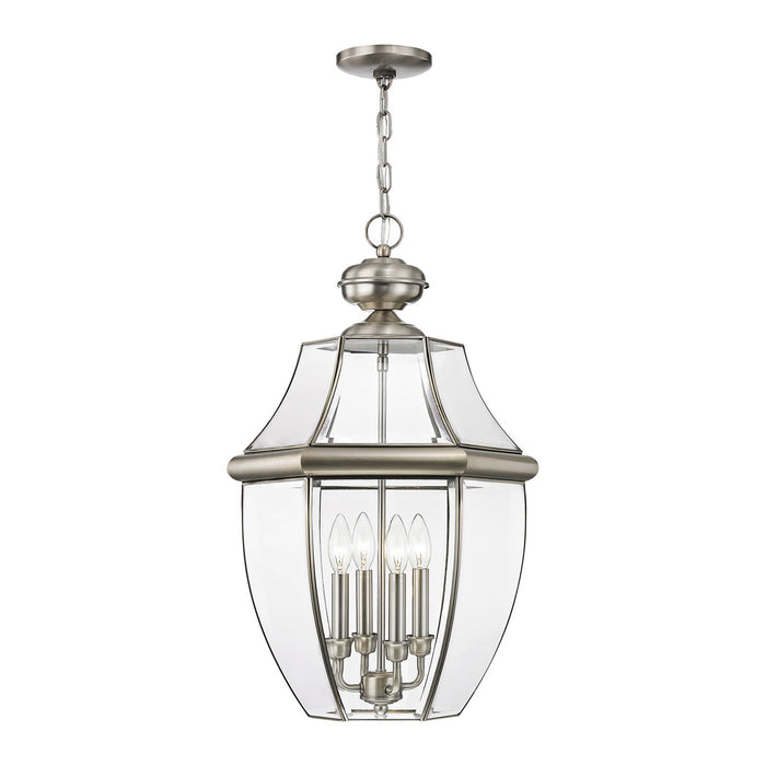 Livex Lighting 2357-91 Four Light Outdoor Pendant, Brushed Nickel