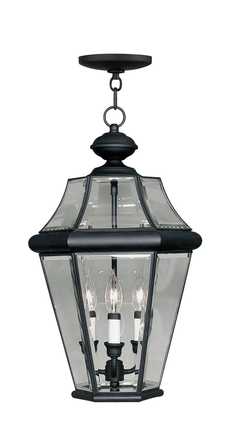 Livex Lighting 2365-04 Three Light Outdoor Pendant, Black