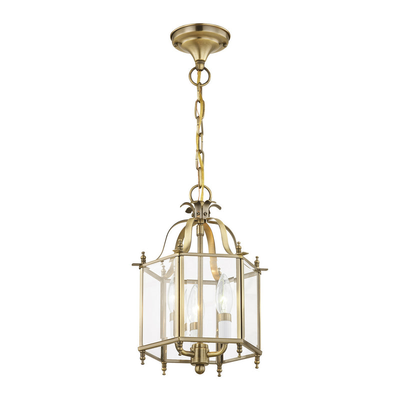 Livex Lighting 4403-01 Three Light Mini Pendant/Ceiling Mount, Antique Brass