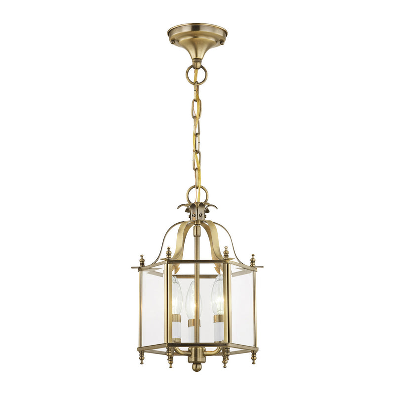Livex Lighting 4403-01 Three Light Mini Pendant/Ceiling Mount, Antique Brass