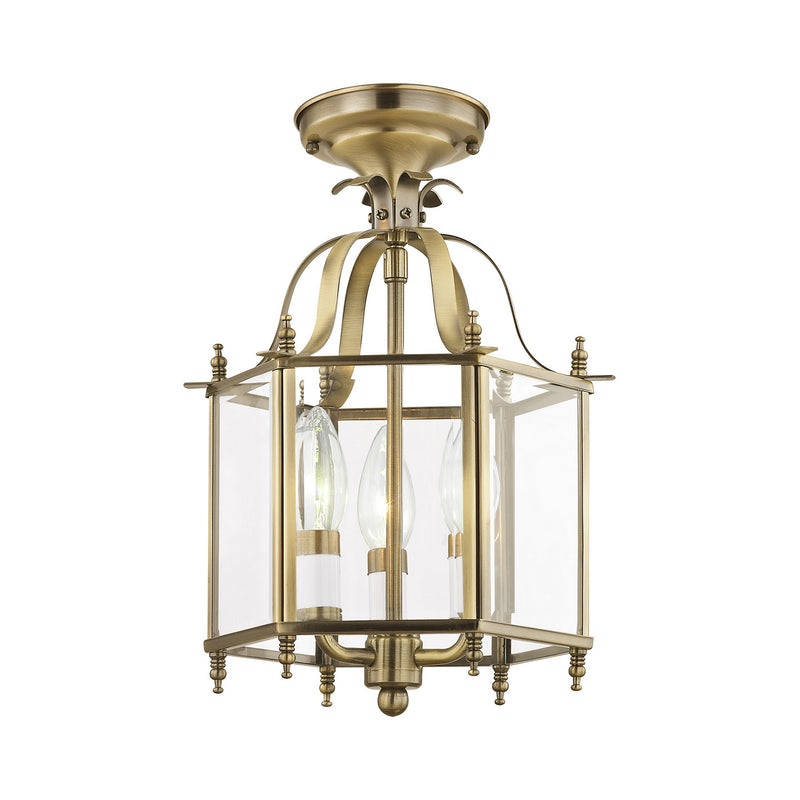 Livex Lighting 4403-01 Three Light Mini Pendant/Ceiling Mount, Antique Brass