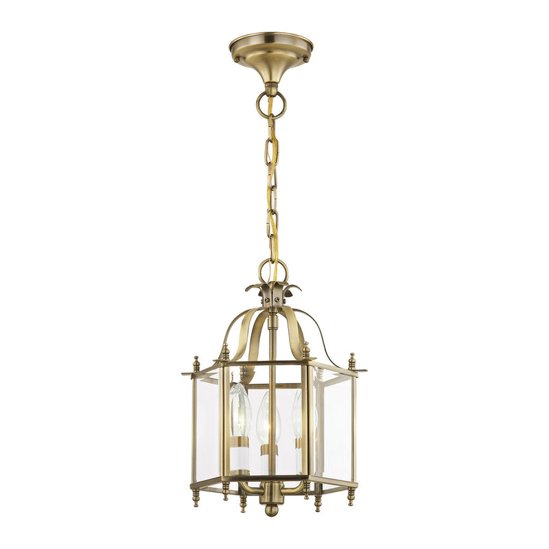 Livex Lighting 4403-01 Three Light Mini Pendant/Ceiling Mount, Antique Brass
