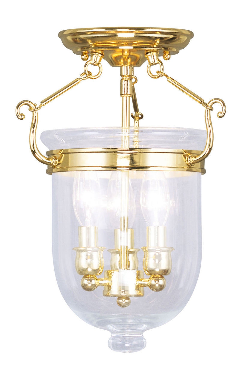 Livex Lighting 5061-02 Three Light Ceiling Mount, Polished Brass