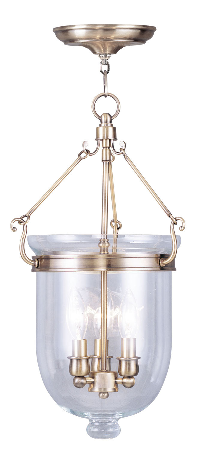 Livex Lighting 5063-01 Three Light Pendant, Antique Brass