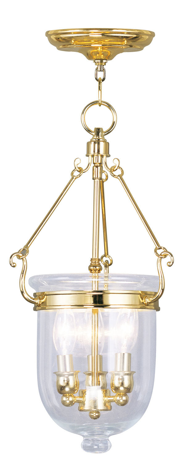Livex Lighting 5063-02 Three Light Pendant, Polished Brass