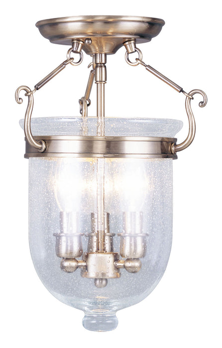 Livex Lighting 5081-01 Three Light Ceiling Mount, Antique Brass