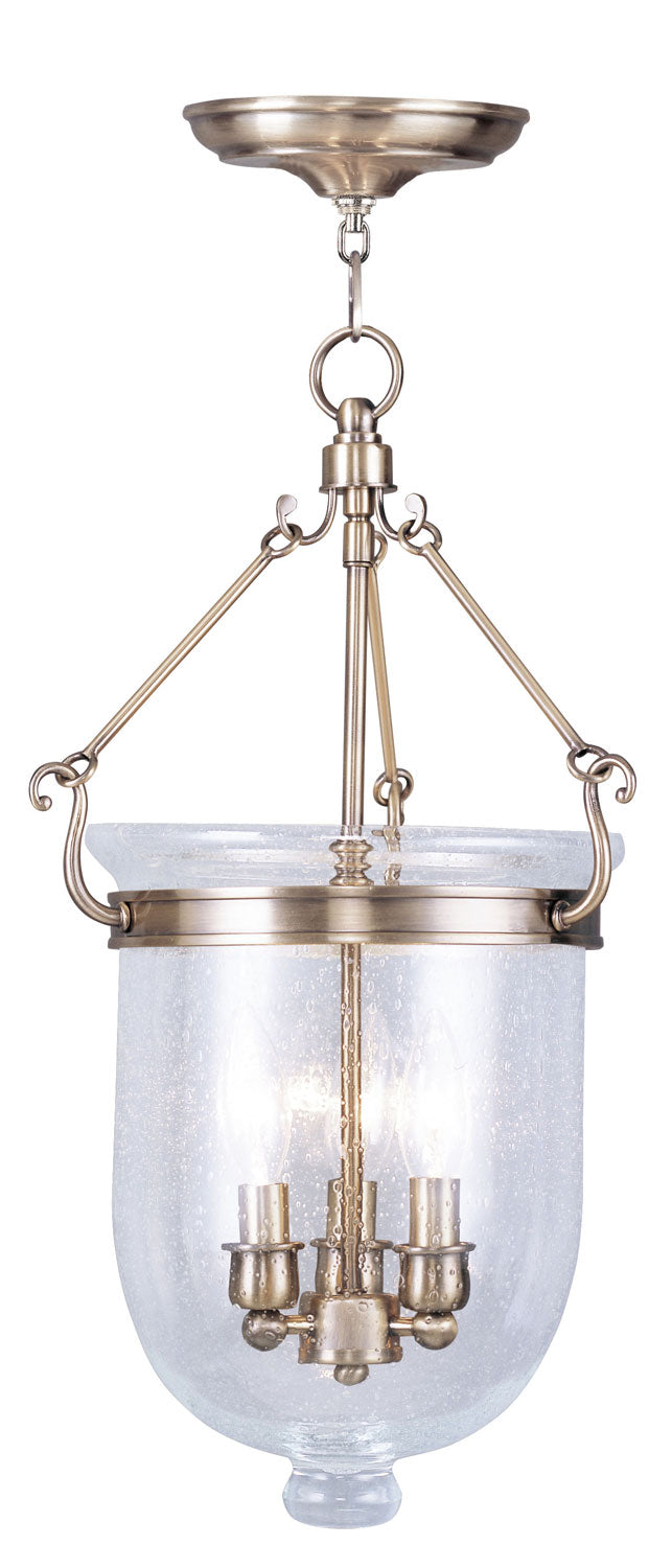 Livex Lighting 5083-01 Three Light Pendant, Antique Brass