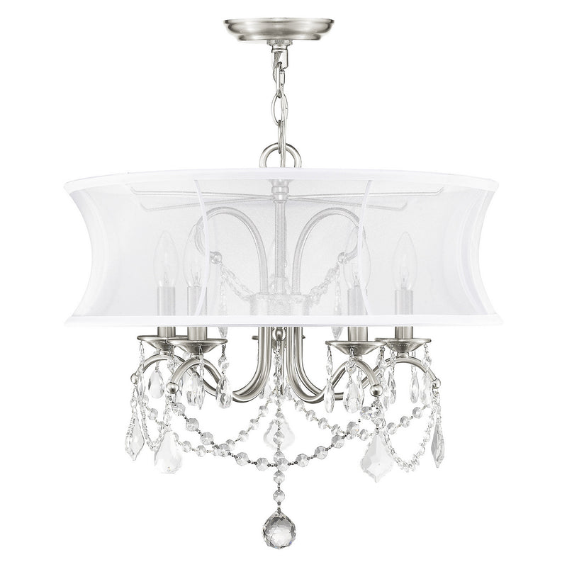 Livex Lighting 6305-91 Five Light Chandelier, Brushed Nickel