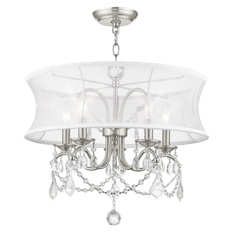 Livex Lighting 6305-91 Five Light Chandelier, Brushed Nickel