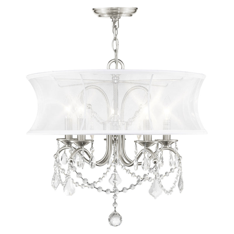 Livex Lighting 6305-91 Five Light Chandelier, Brushed Nickel