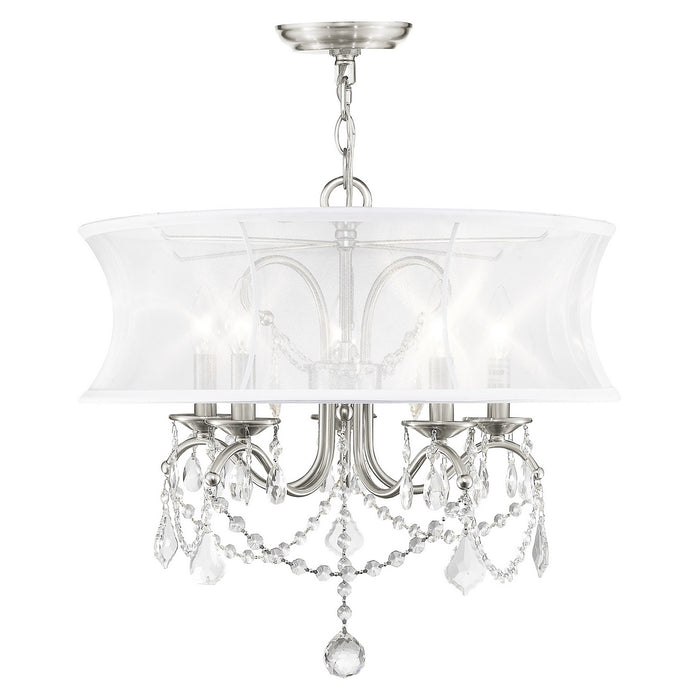 Livex Lighting 6305-91 Five Light Chandelier, Brushed Nickel