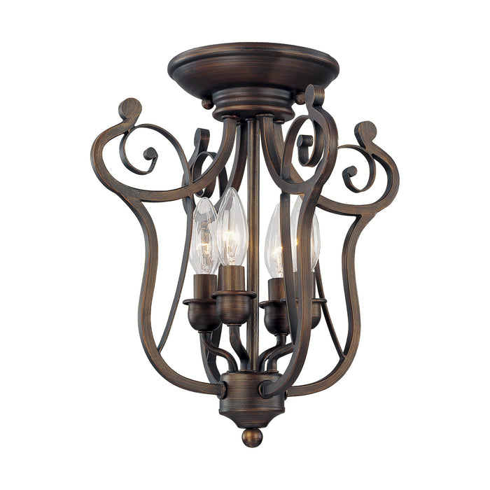 Millennium 1144-RBZ Four Light Semi-Flush Mount, Rubbed Bronze