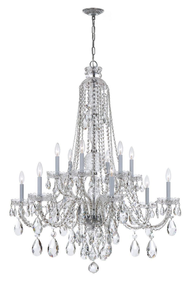 Crystorama 1112-CH-CL-SAQ 12 Light Chandelier, Polished Chrome