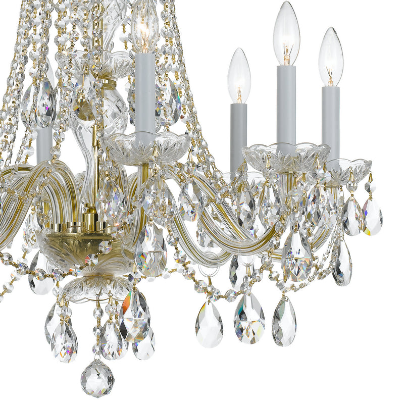 Crystorama 1138-PB-CL-MWP Eight Light Chandelier, Polished Brass