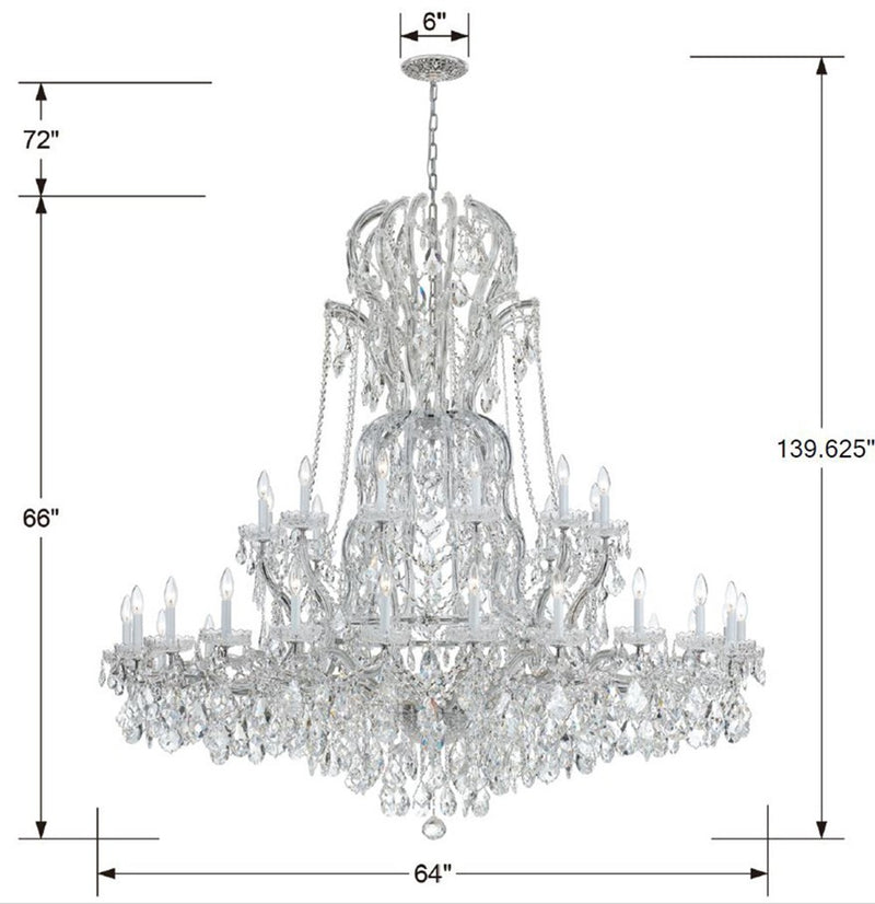 Crystorama 4460-CH-CL-MWP 37 Light Chandelier, Polished Chrome