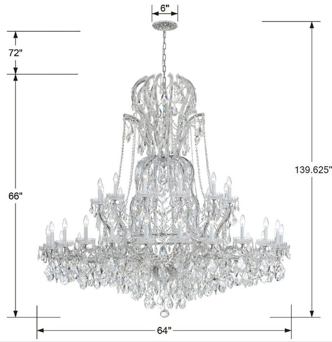 Crystorama 4460-CH-CL-MWP 37 Light Chandelier, Polished Chrome