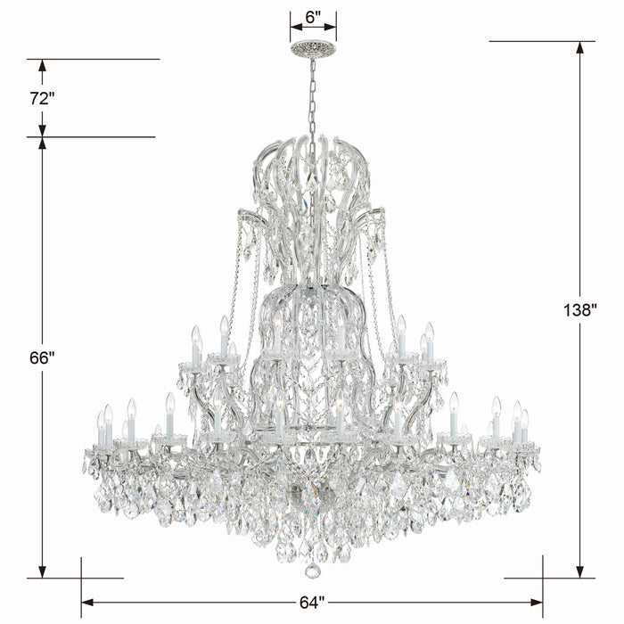 Crystorama 4460-CH-CL-S 37 Light Chandelier, Polished Chrome