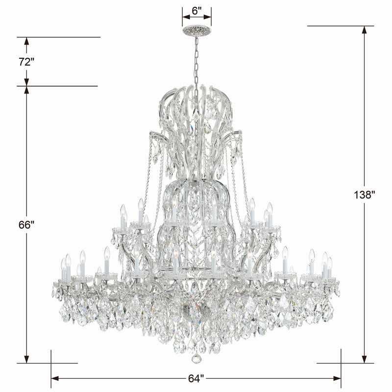 Crystorama 4460-CH-CL-SAQ 37 Light Chandelier, Polished Chrome
