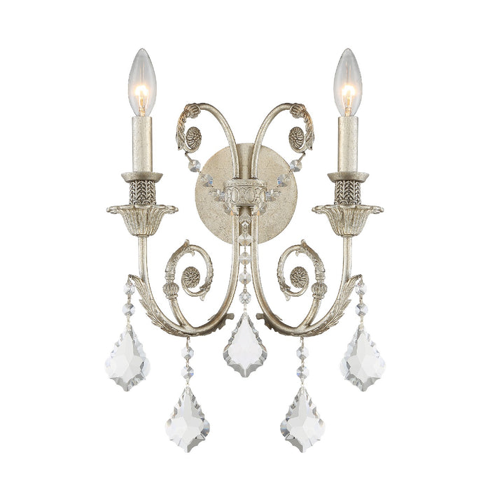 Crystorama 5112-OS-CL-S Two Light Wall Sconce, Olde Silver