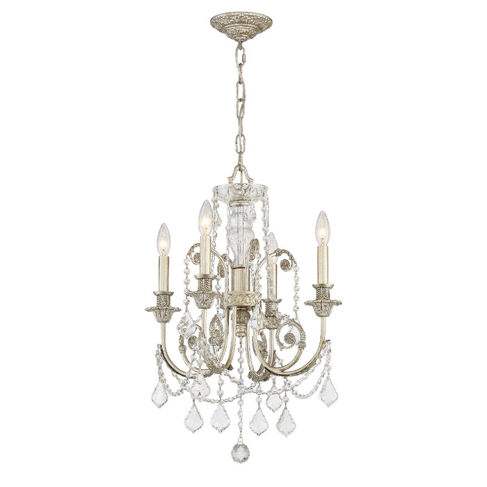Crystorama 5114-OS-CL-S Four Light Mini Chandelier, Olde Silver
