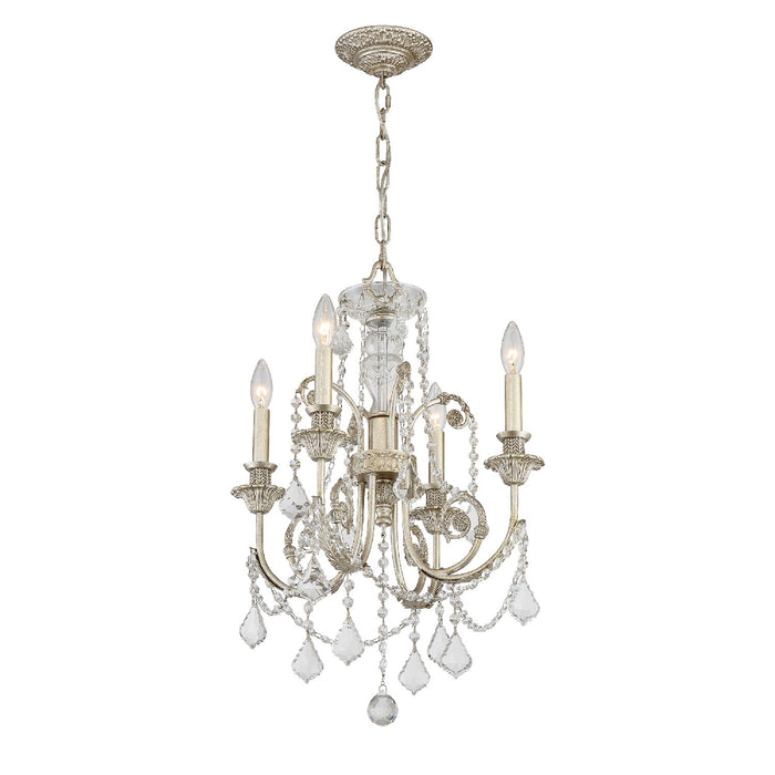Crystorama 5114-OS-CL-S Four Light Mini Chandelier, Olde Silver