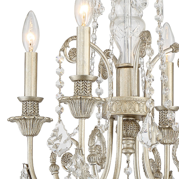Crystorama 5114-OS-CL-S Four Light Mini Chandelier, Olde Silver