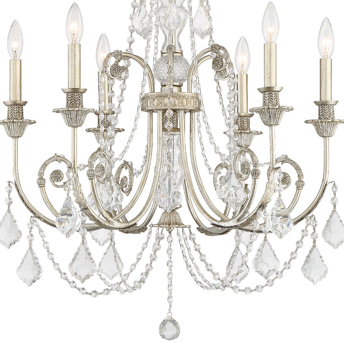 Crystorama 5116-OS-CL-S Six Light Chandelier, Olde Silver