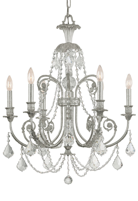 Crystorama 5116-OS-CL-S Six Light Chandelier, Olde Silver