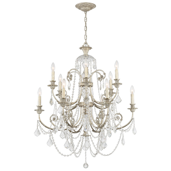 Crystorama 5119-OS-CL-SAQ 12 Light Chandelier, Olde Silver