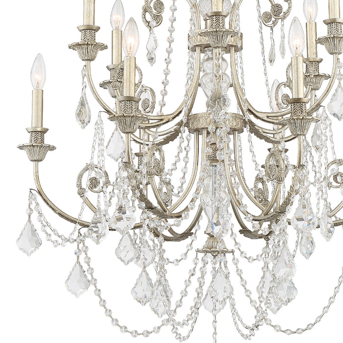 Crystorama 5119-OS-CL-SAQ 12 Light Chandelier, Olde Silver