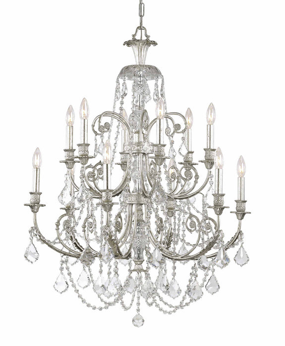 Crystorama 5119-OS-CL-SAQ 12 Light Chandelier, Olde Silver