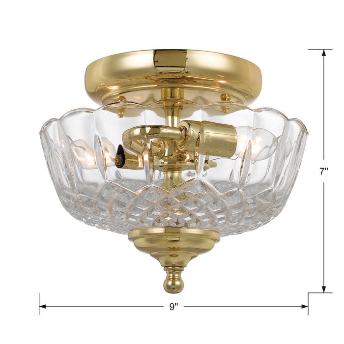 Crystorama 55-SF-PB Two Light Semi Flush Mount, Polished Brass
