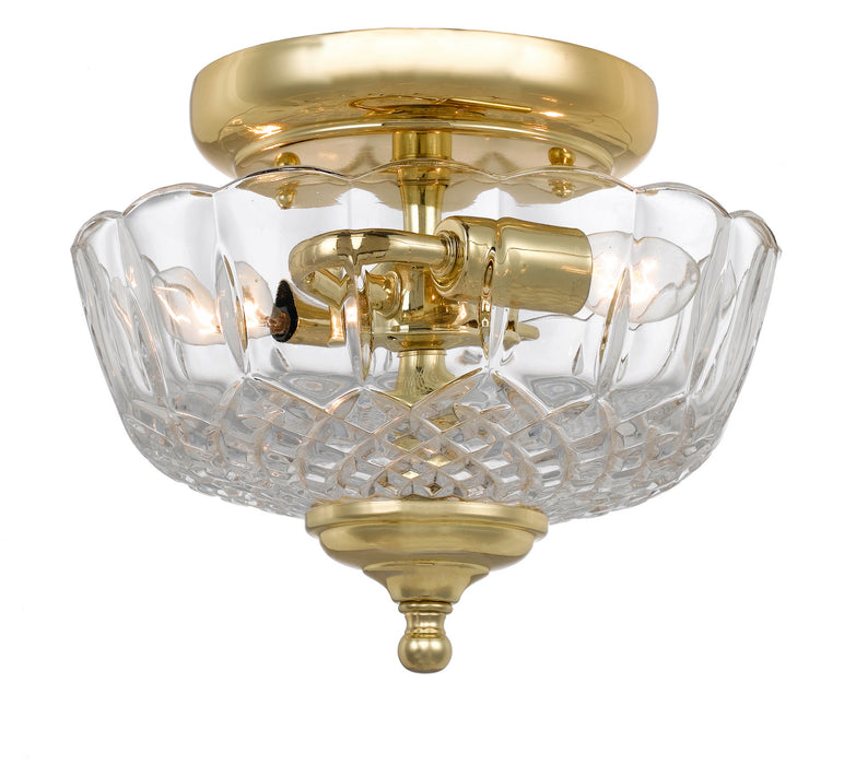 Crystorama 55-SF-PB Two Light Semi Flush Mount, Polished Brass