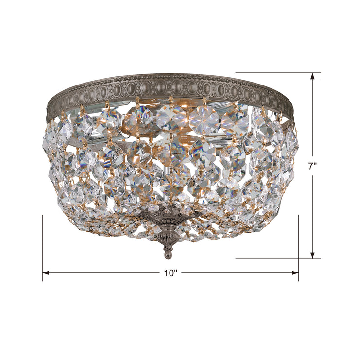 Crystorama 710-EB-CL-SAQ Two Light Flush Mount, English Bronze