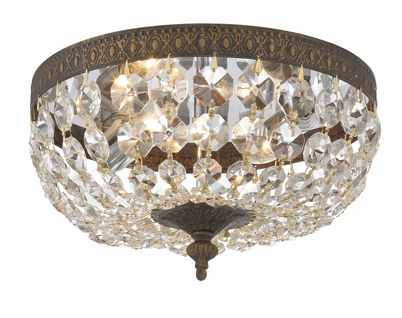 Crystorama 710-EB-CL-SAQ Two Light Flush Mount, English Bronze