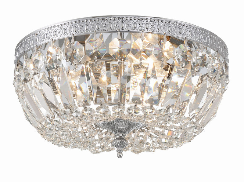 Crystorama 712-CH-CL-SAQ Three Light Flush Mount, Polished Chrome
