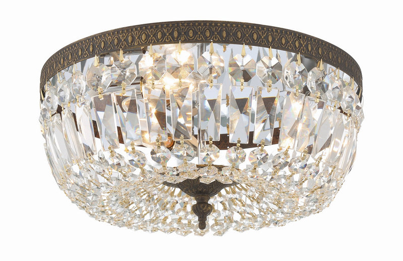 Crystorama 714-EB-CL-SAQ Three Light Flush Mount, English Bronze