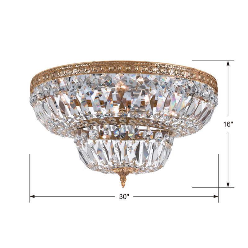Crystorama 730-OB-CL-MWP Eight Light Flush Mount, Olde Brass