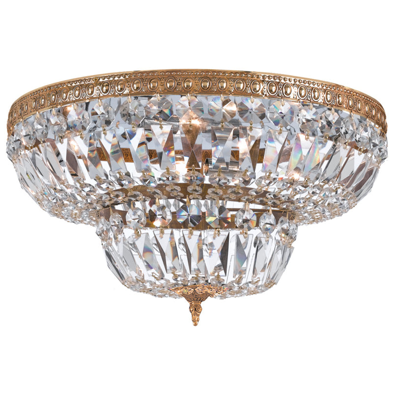 Crystorama 730-OB-CL-MWP Eight Light Flush Mount, Olde Brass