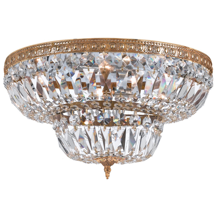 Crystorama 730-OB-CL-SAQ Eight Light Flush Mount, Olde Brass