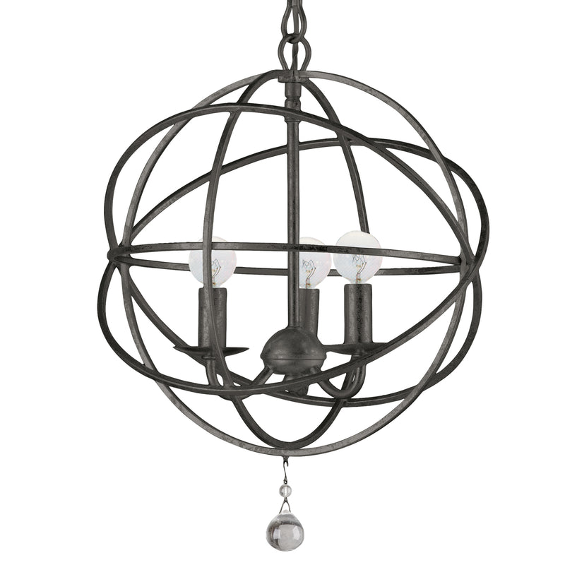 Crystorama 9225-EB Three Light Mini Chandelier, English Bronze