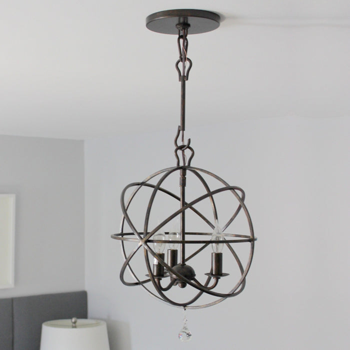 Crystorama 9225-EB Three Light Mini Chandelier, English Bronze